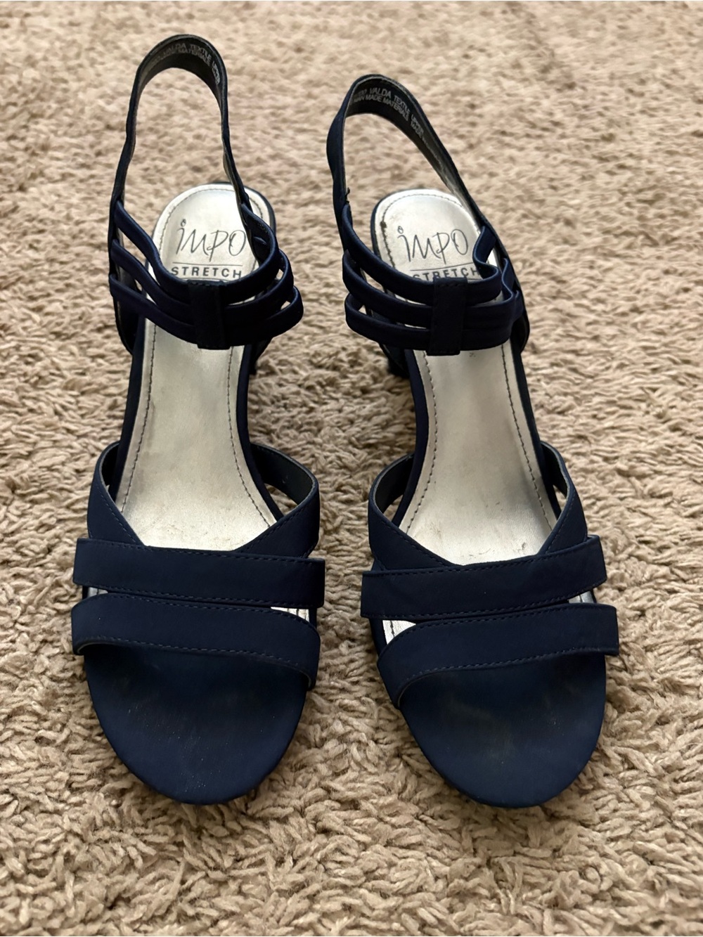 Impo Valda Navy Blue Slingback Strappy Heel Sandals